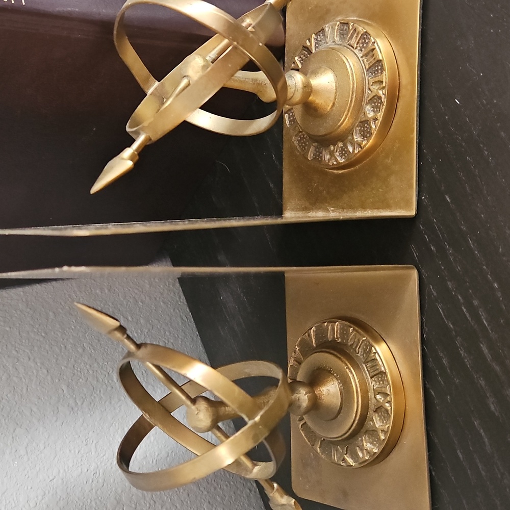 Vintage Solid Brass Armillary Sphere Bookends - Picture 3 of 3